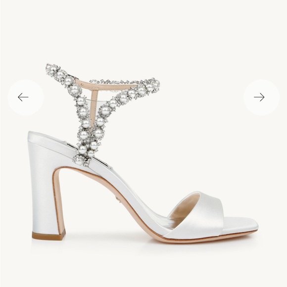 Badgley Mischka Korina Satin and Pearl Block Heel - Picture 2 of 5